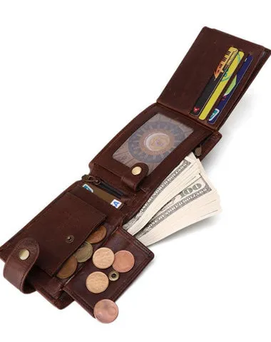 Small Trifold Leather Mens Wallet on sale Billfold Wallet on sale Trifold Wallet on sale Driver's License Wallet on sale for Men