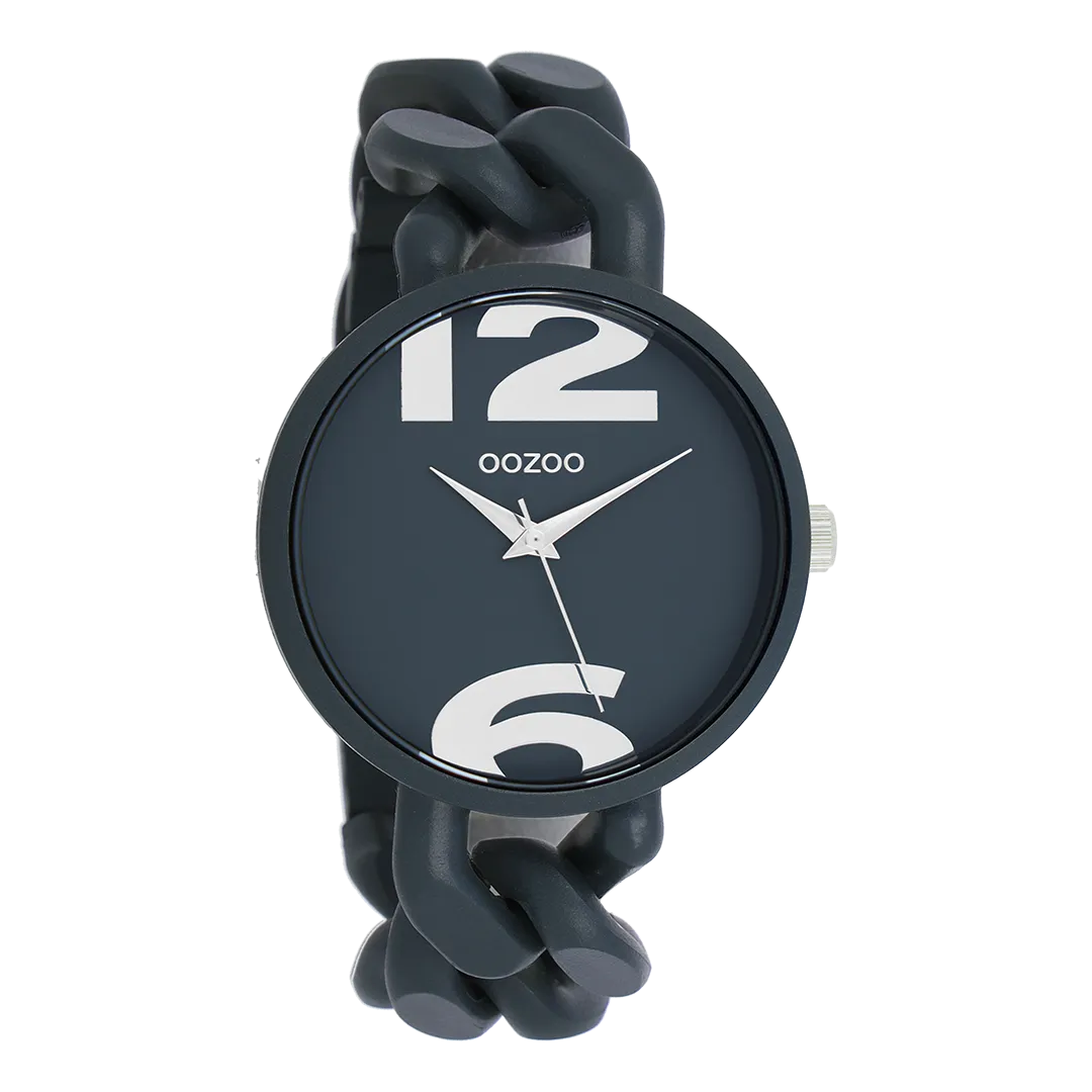 Smoke grey OOZOO watch with chunky chain bracelet - C11268