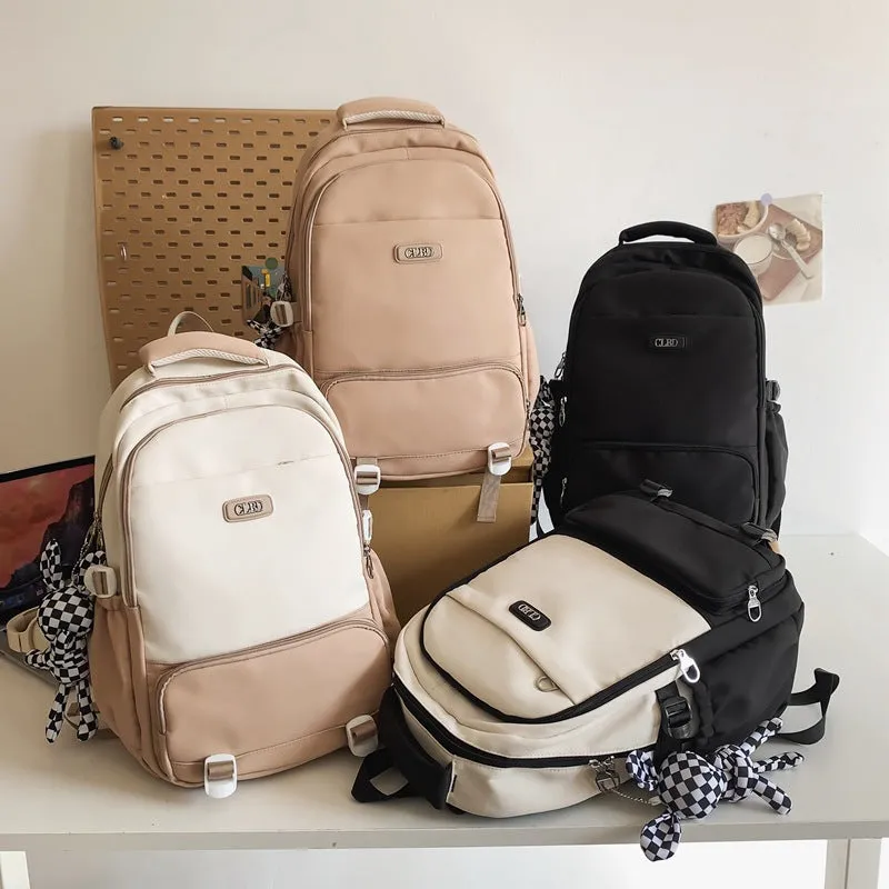 Solid color all-match campus student backpack 