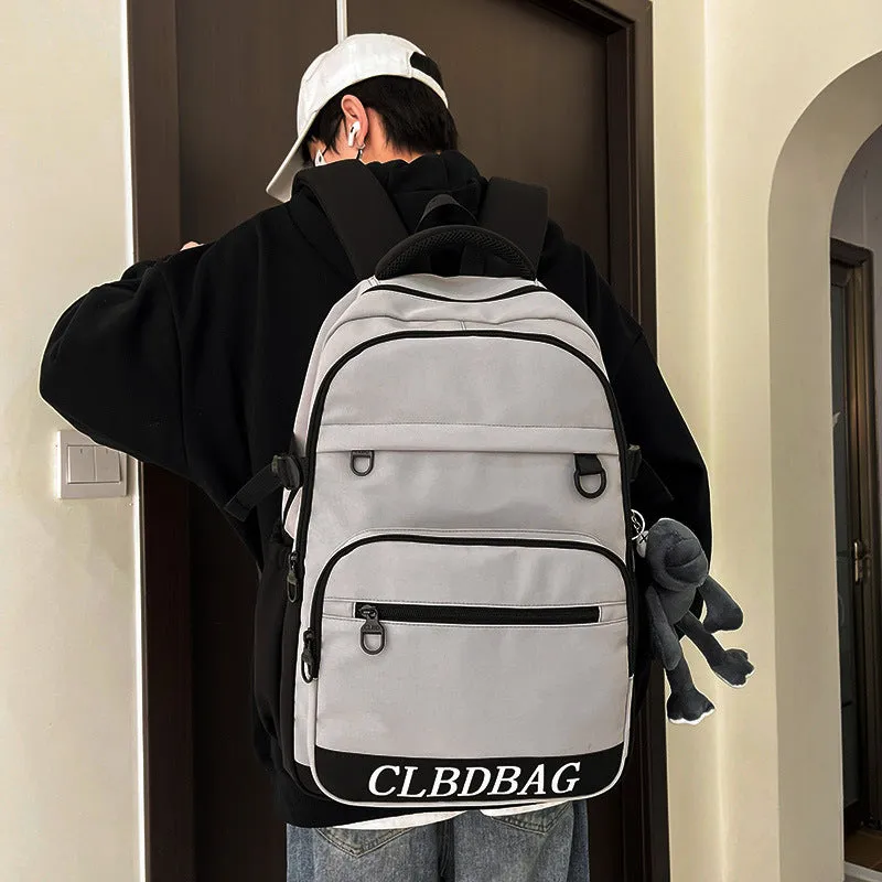 Solid color backpack large capacity school bag