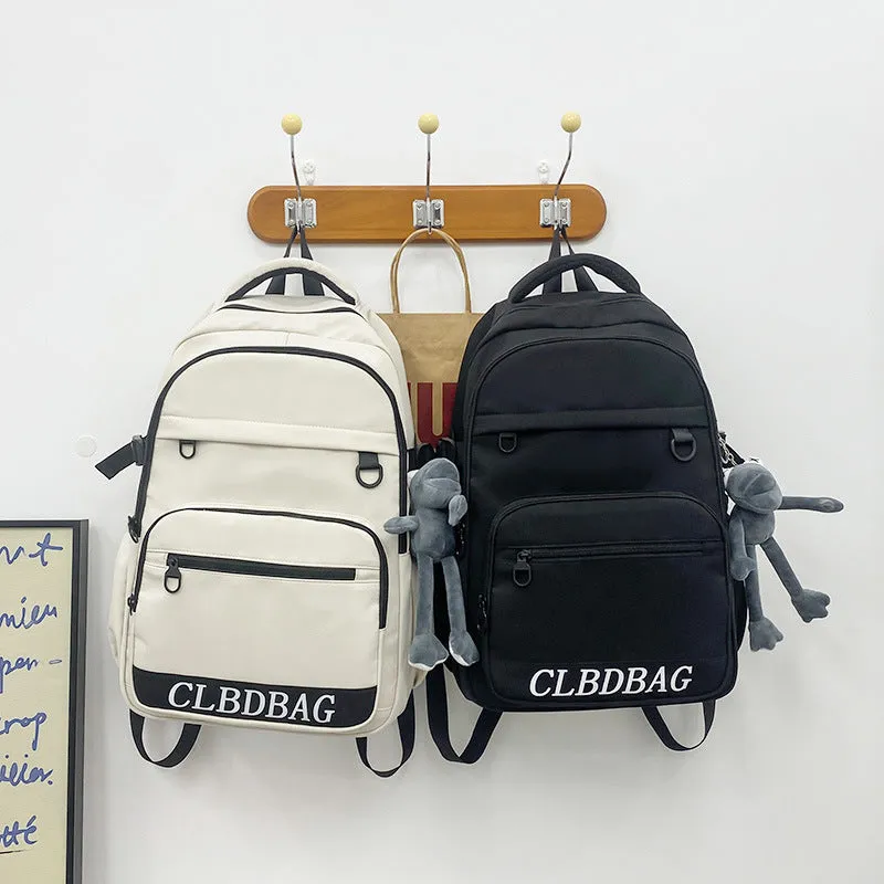 Solid color backpack large capacity school bag