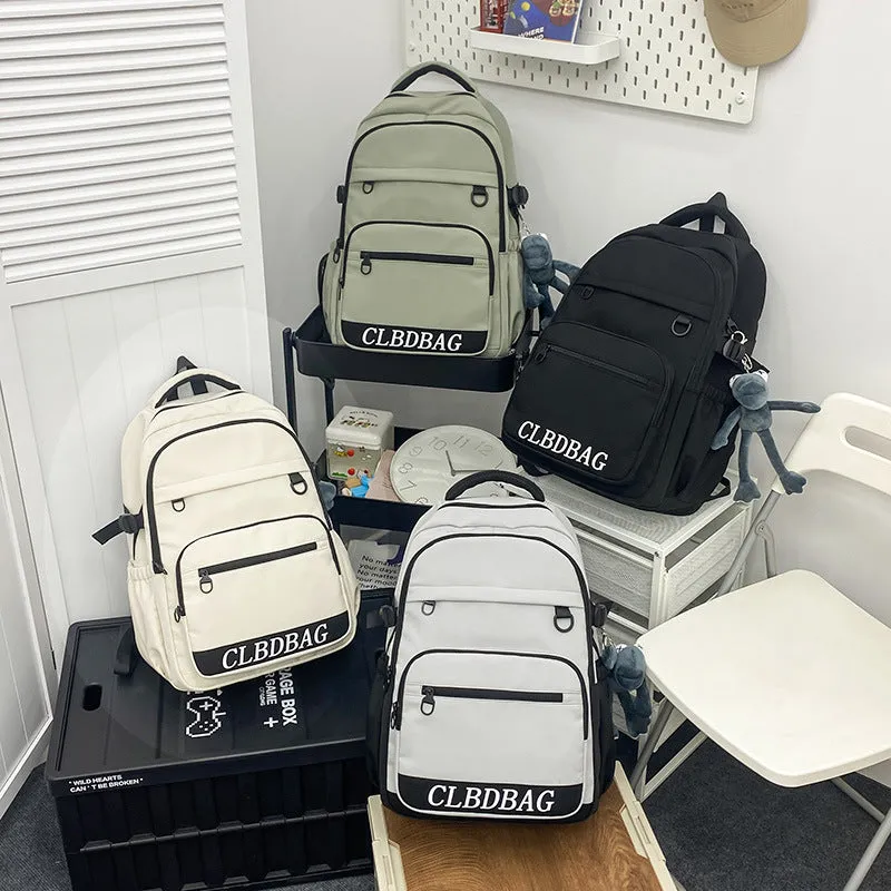 Solid color backpack large capacity school bag 