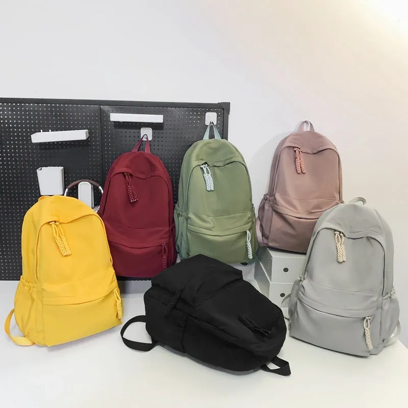 Solid color backpack student large capacity school bag 