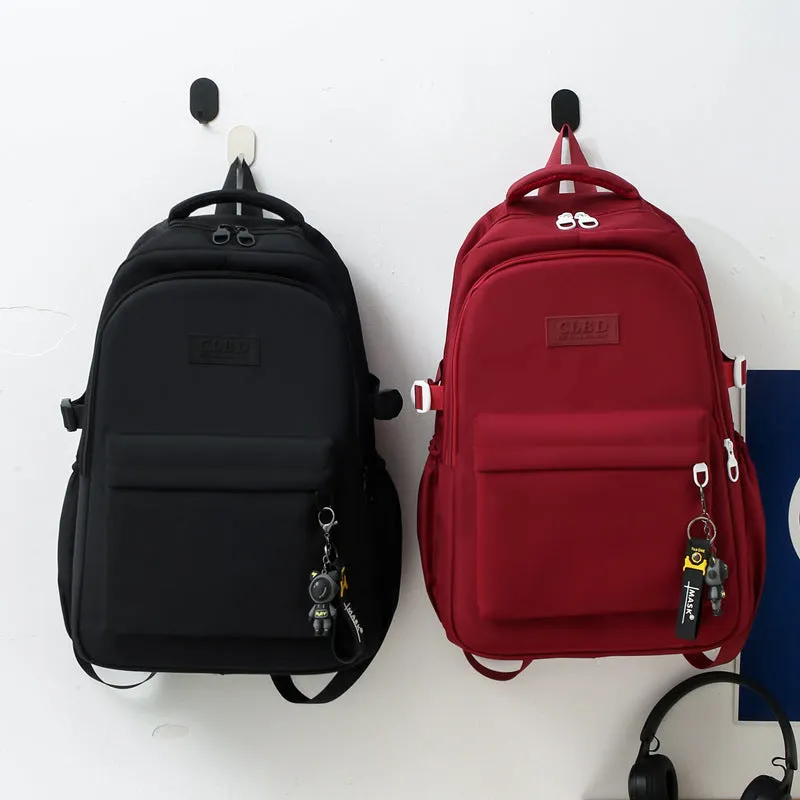 Solid color school bag large capacity casual backpack