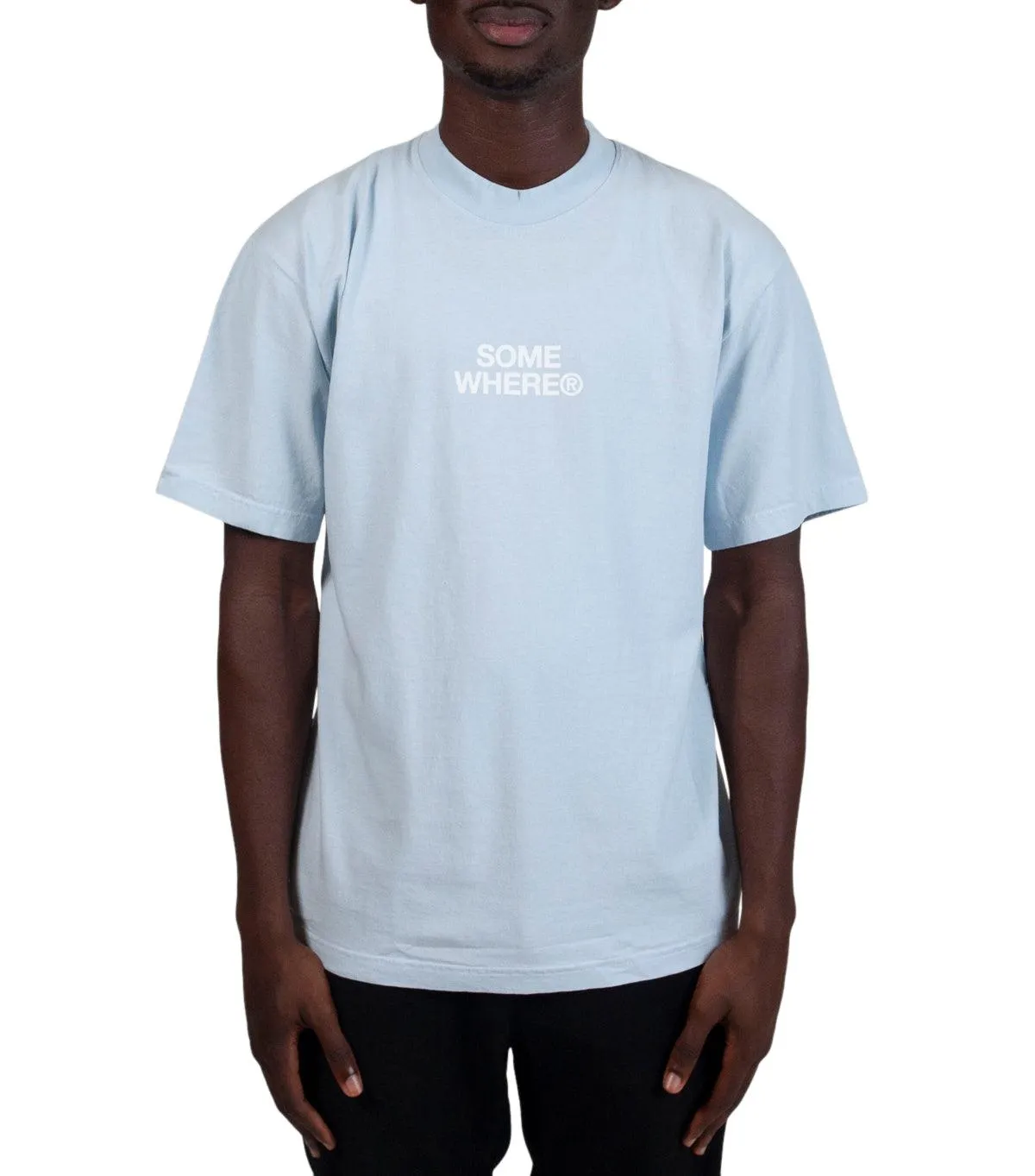 SOMEWHERE Stacked Logo T-Shirt Light Blue
