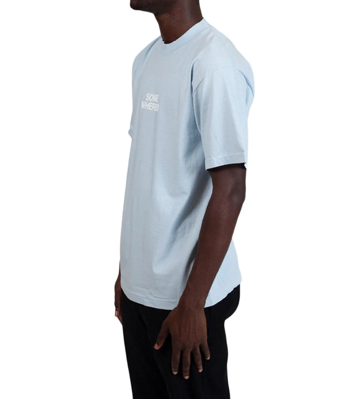 SOMEWHERE Stacked Logo T-Shirt Light Blue