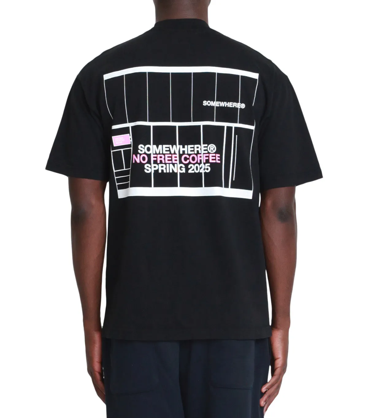 SOMEWHERE x No Free Coffee T-Shirt Black