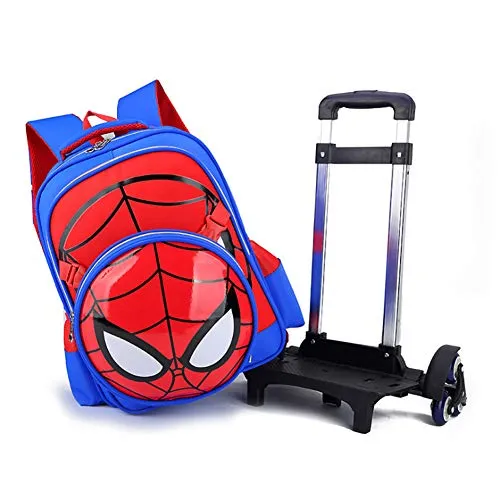 Spiderman Six Wheels Trolley Case School Bags Boy Oxford Cloth Vacation Backpack