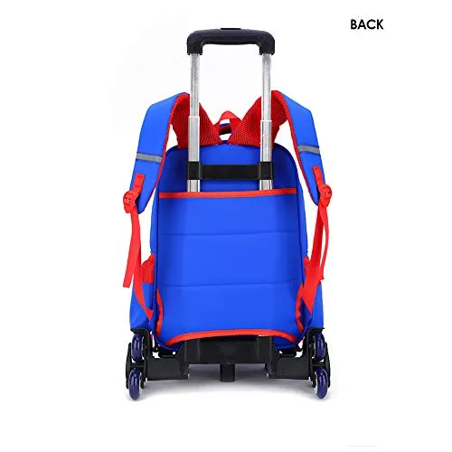 Spiderman Six Wheels Trolley Case School Bags Boy Oxford Cloth Vacation Backpack