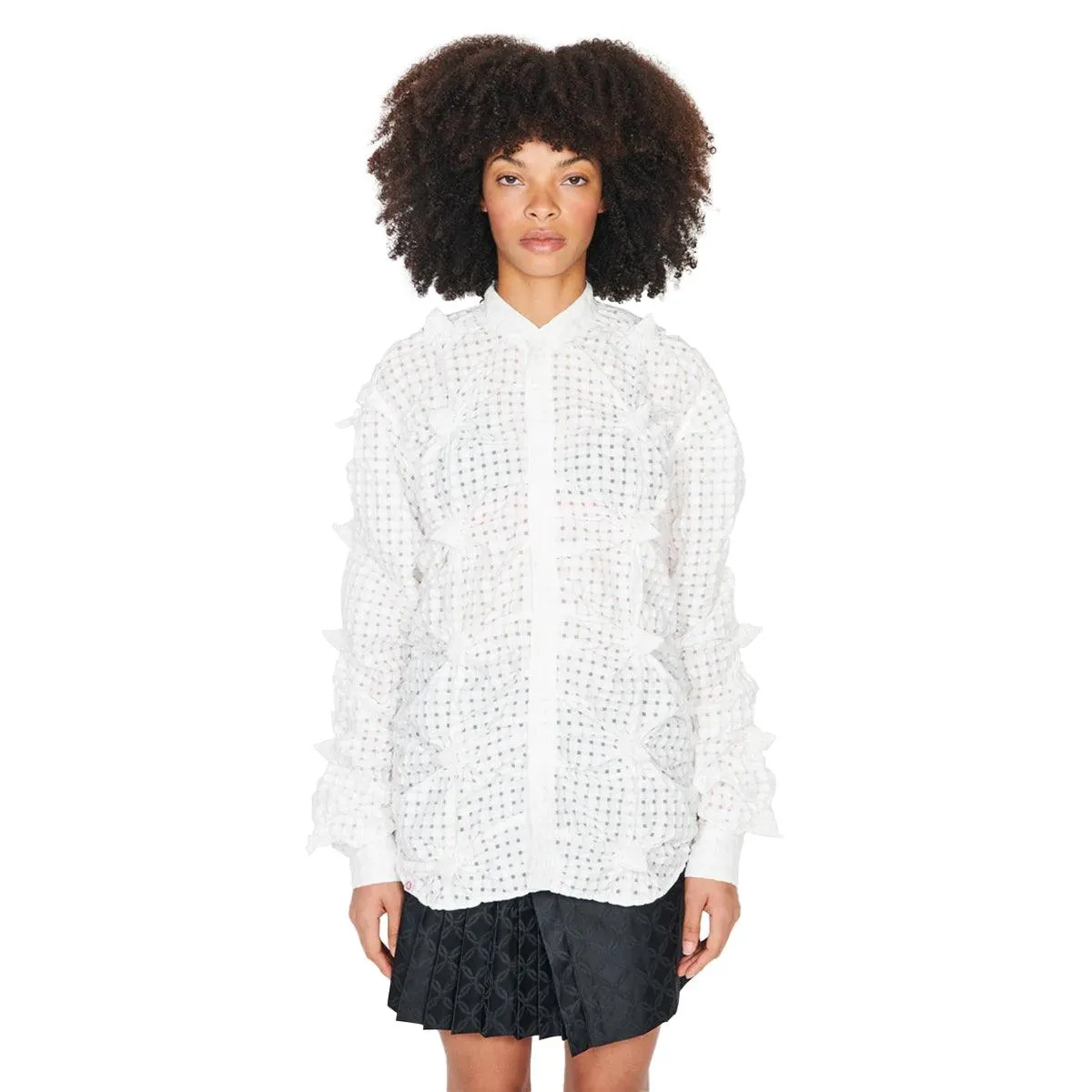 Spikey Sheersucker Shirt 'White'