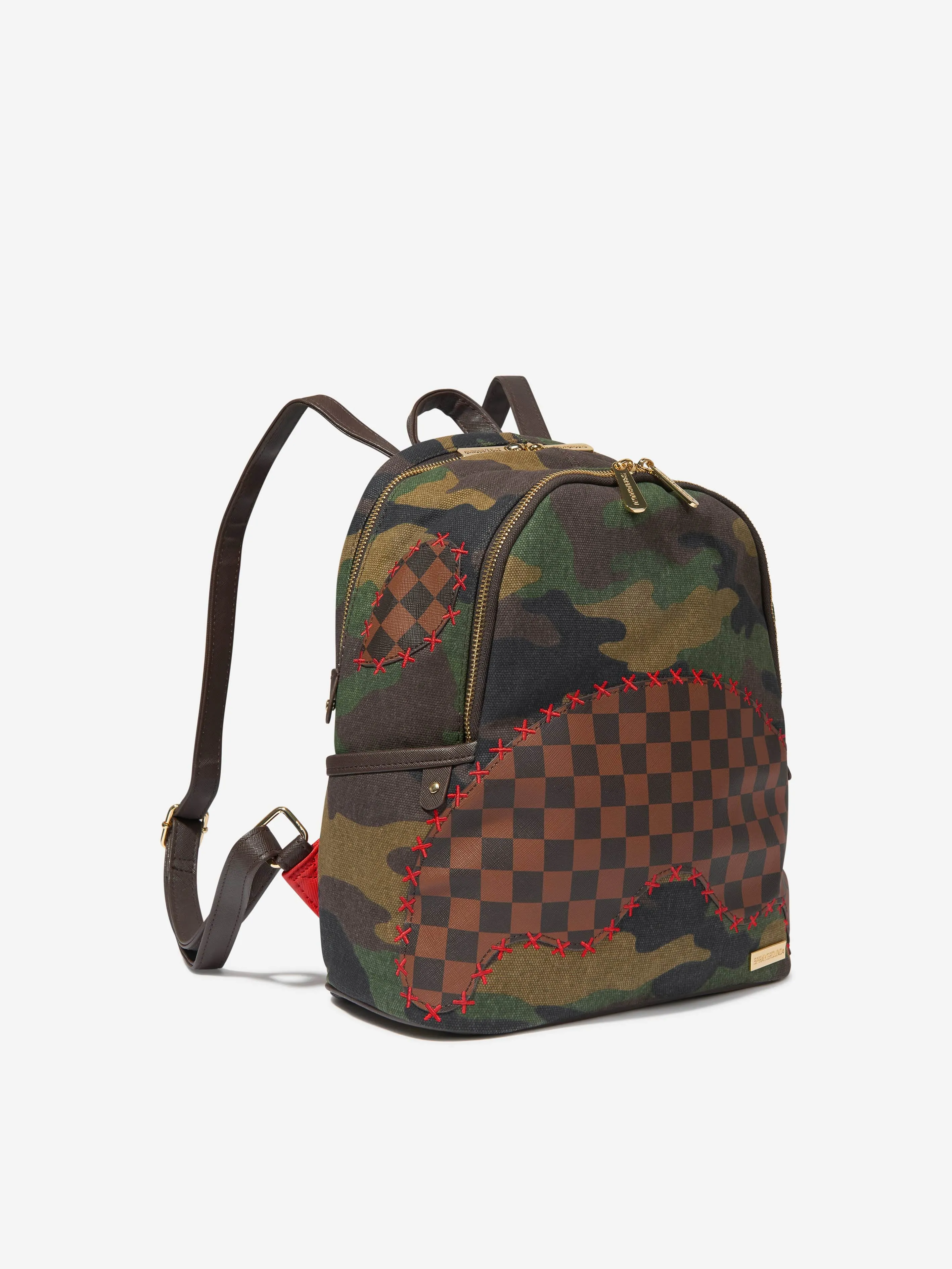 Sprayground Kids Camo Shark Shape Check Savage Backpack in Green (29cm)
