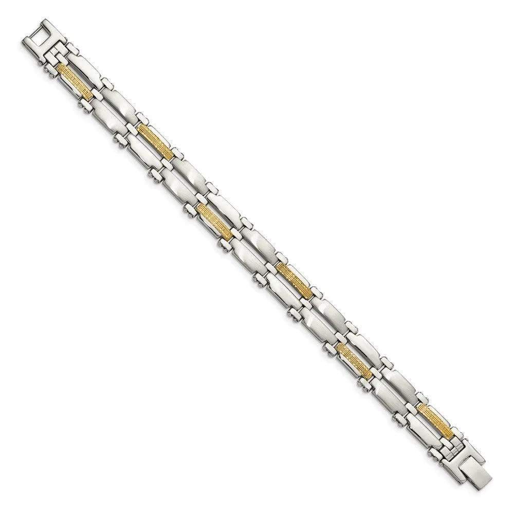 Stainless Steel & 14K Brushed & Polished 8.5in Bracelet
