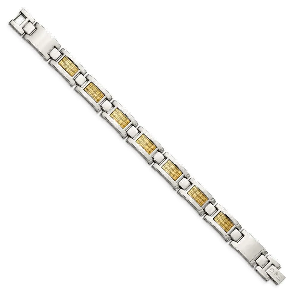 Stainless Steel & 18k Gold Foil 8.25in Bracelet
