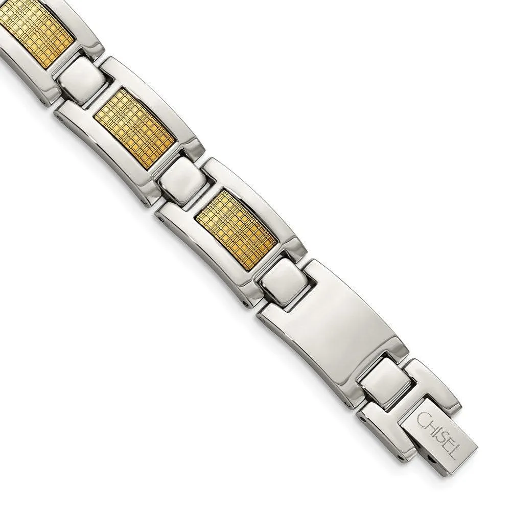Stainless Steel & 18k Gold Foil 8.25in Bracelet 