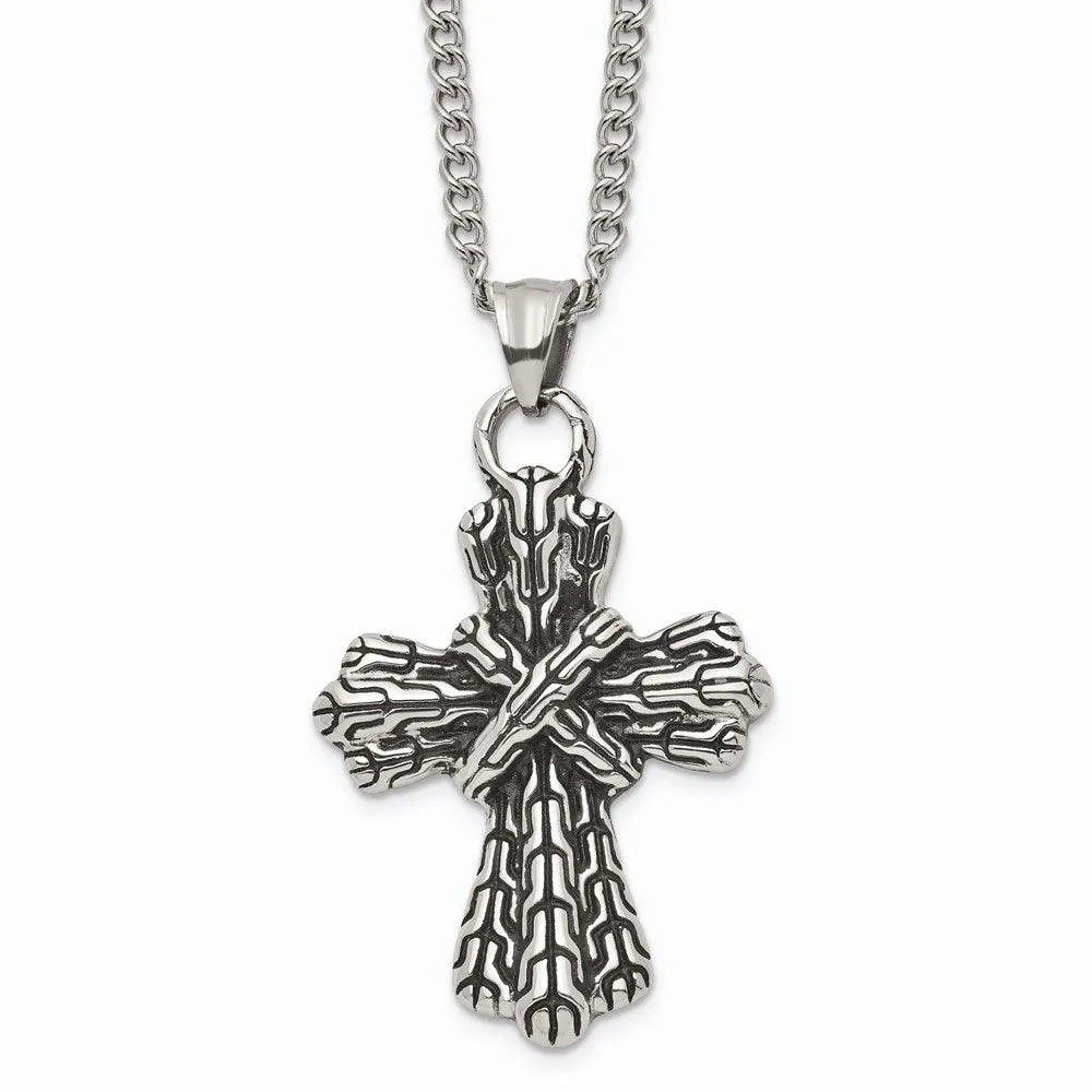 Stainless Steel Antique Cross Necklace 