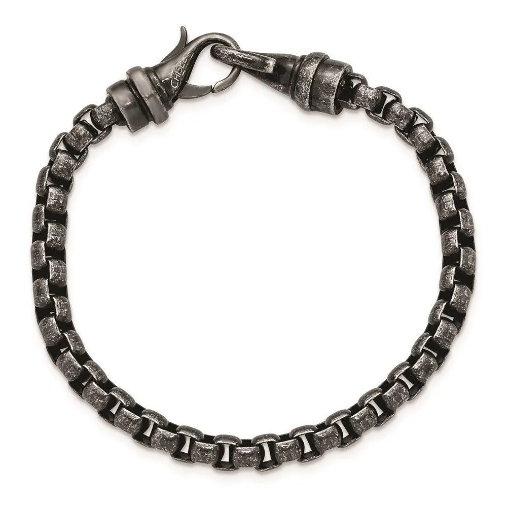 Stainless Steel Antiqued Box Chain 8.5 inch Bracelet
