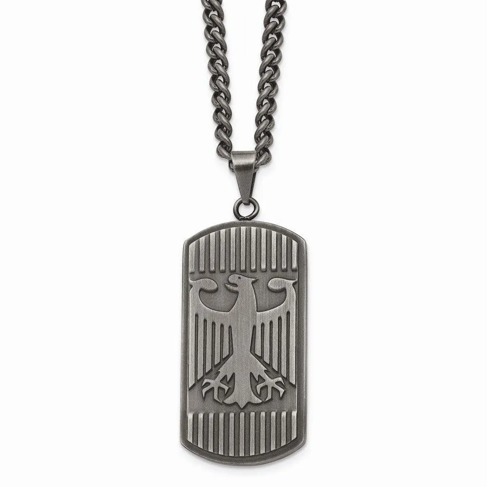 Stainless Steel Antiqued Brushed Eagle Necklace 
