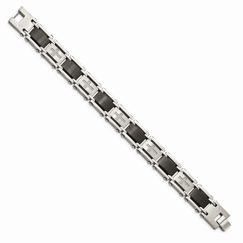 Stainless Steel Black IP-plated & 1/4ct. Diamond 8.75in Bracelet