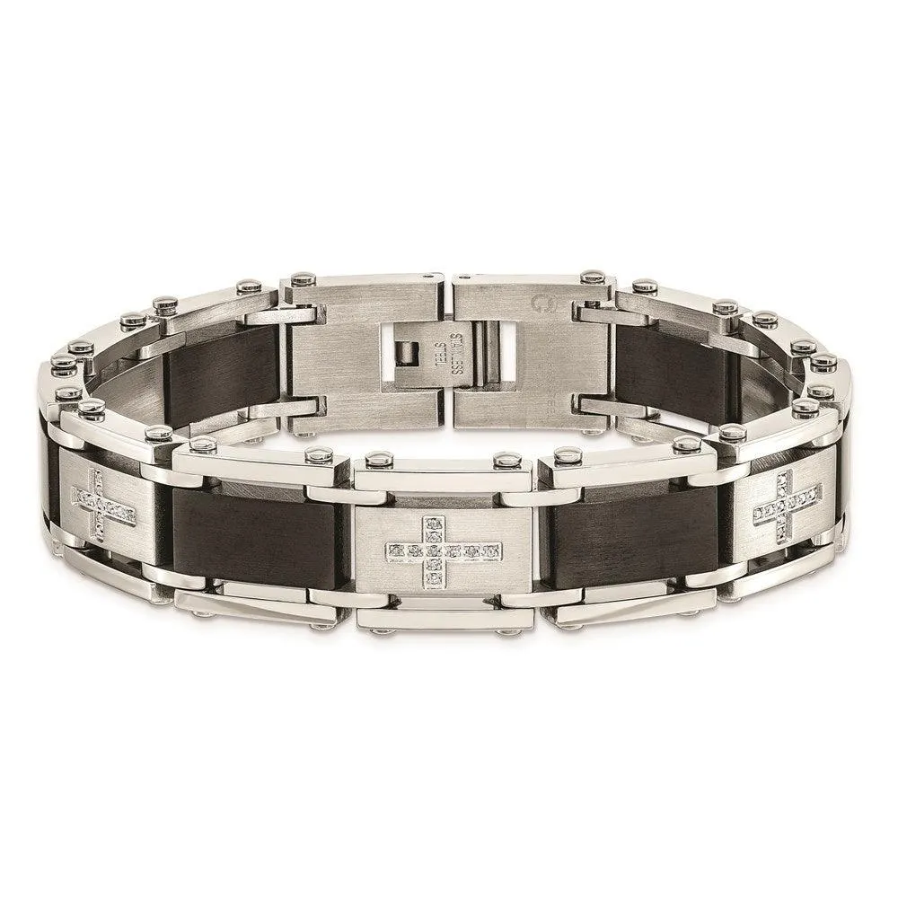 Stainless Steel Black IP-plated & 1/4ct. Diamond 8.75in Bracelet