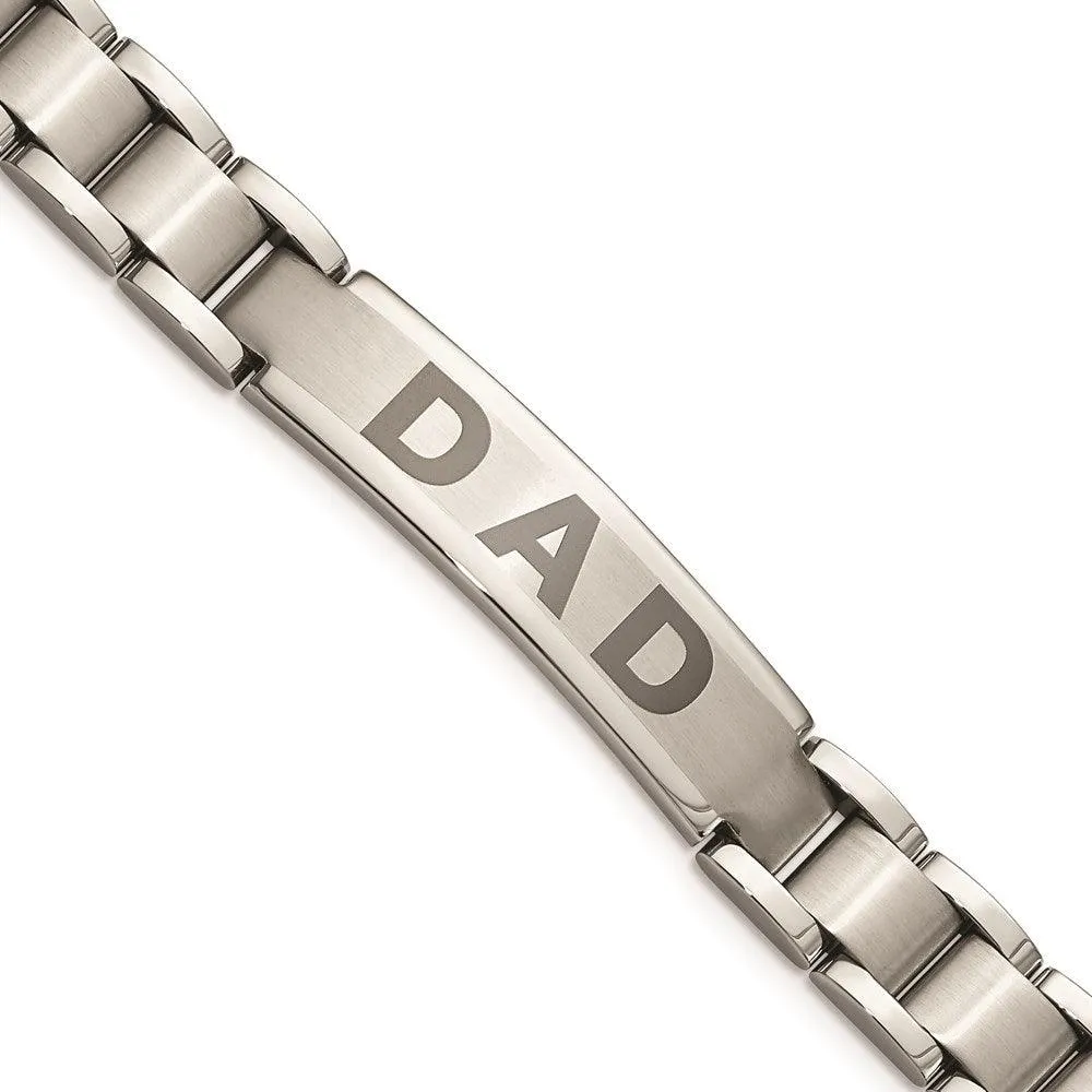 Stainless Steel Brushed & Polished Dad Bracelet 