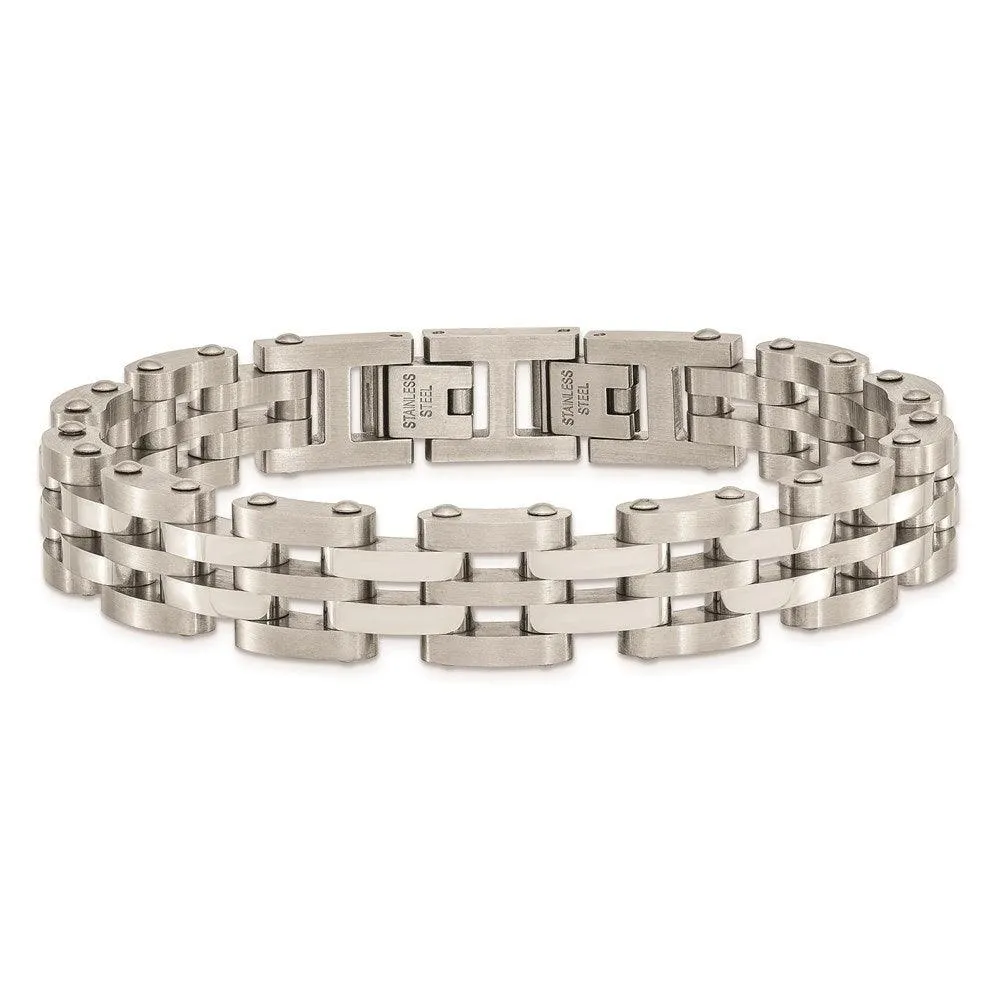 Stainless Steel Brushed and Polished 8.75in Link Bracelet