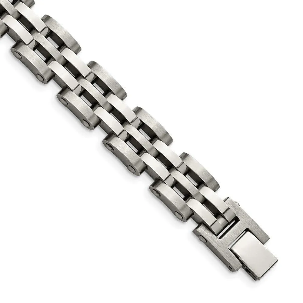 Stainless Steel Brushed and Polished 8.75in Link Bracelet 