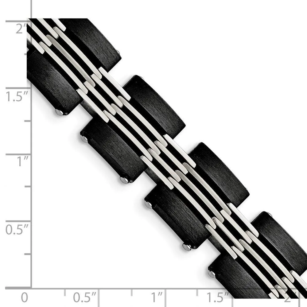 Stainless Steel Brushed and Polished Black IP-plated Bracelet