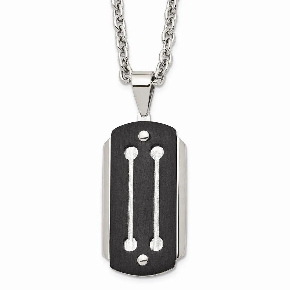 Stainless Steel Brushed and Polished Black IP-plated Necklace 