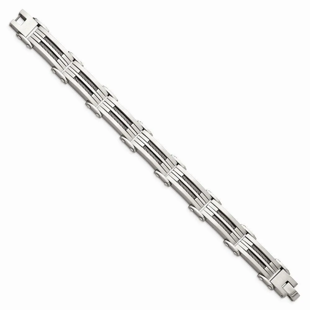 Stainless Steel Brushed and Polished Wire Bracelet