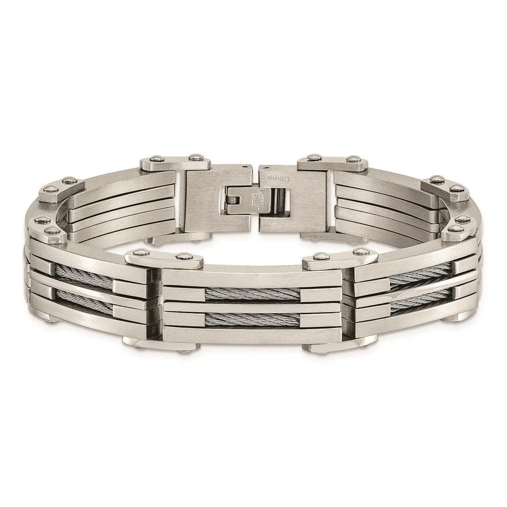 Stainless Steel Brushed and Polished Wire Bracelet