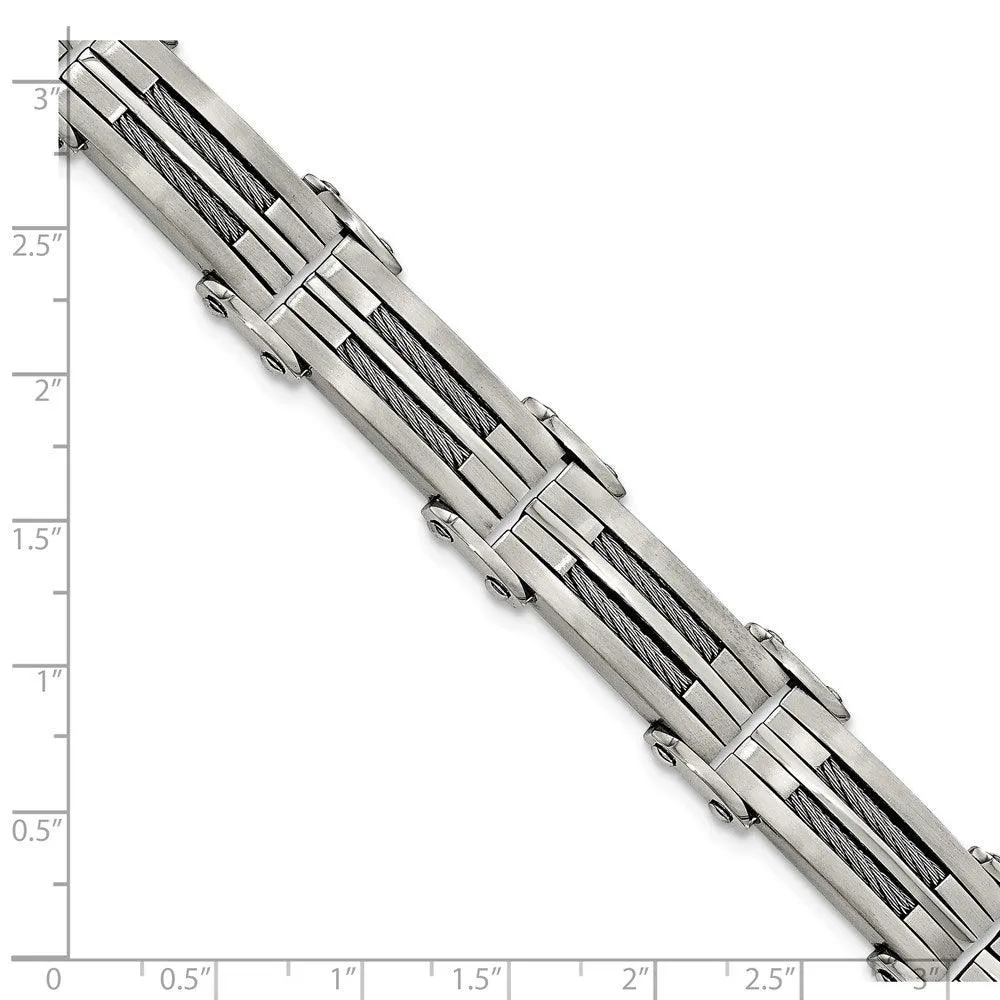 Stainless Steel Brushed and Polished Wire Bracelet