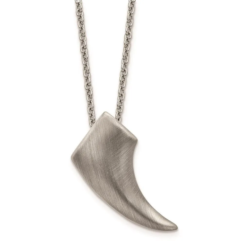 Stainless Steel Brushed Antiqued Claw Necklace 
