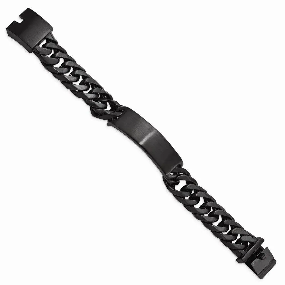 Stainless Steel Brushed Black IP ID Link Bracelet
