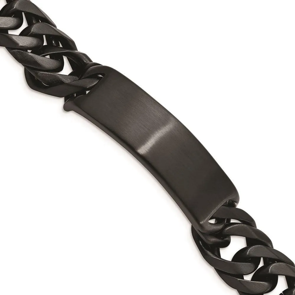 Stainless Steel Brushed Black IP ID Link Bracelet 