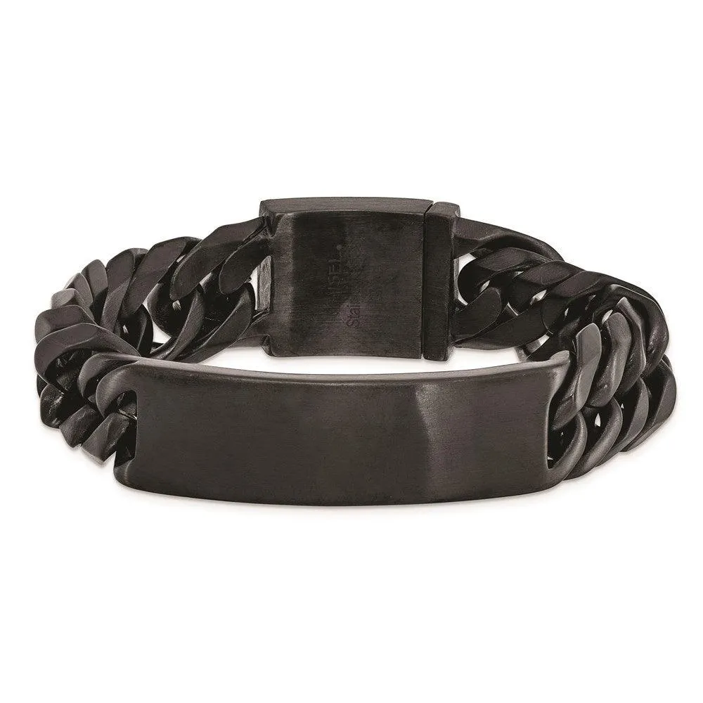 Stainless Steel Brushed Black IP ID Link Bracelet