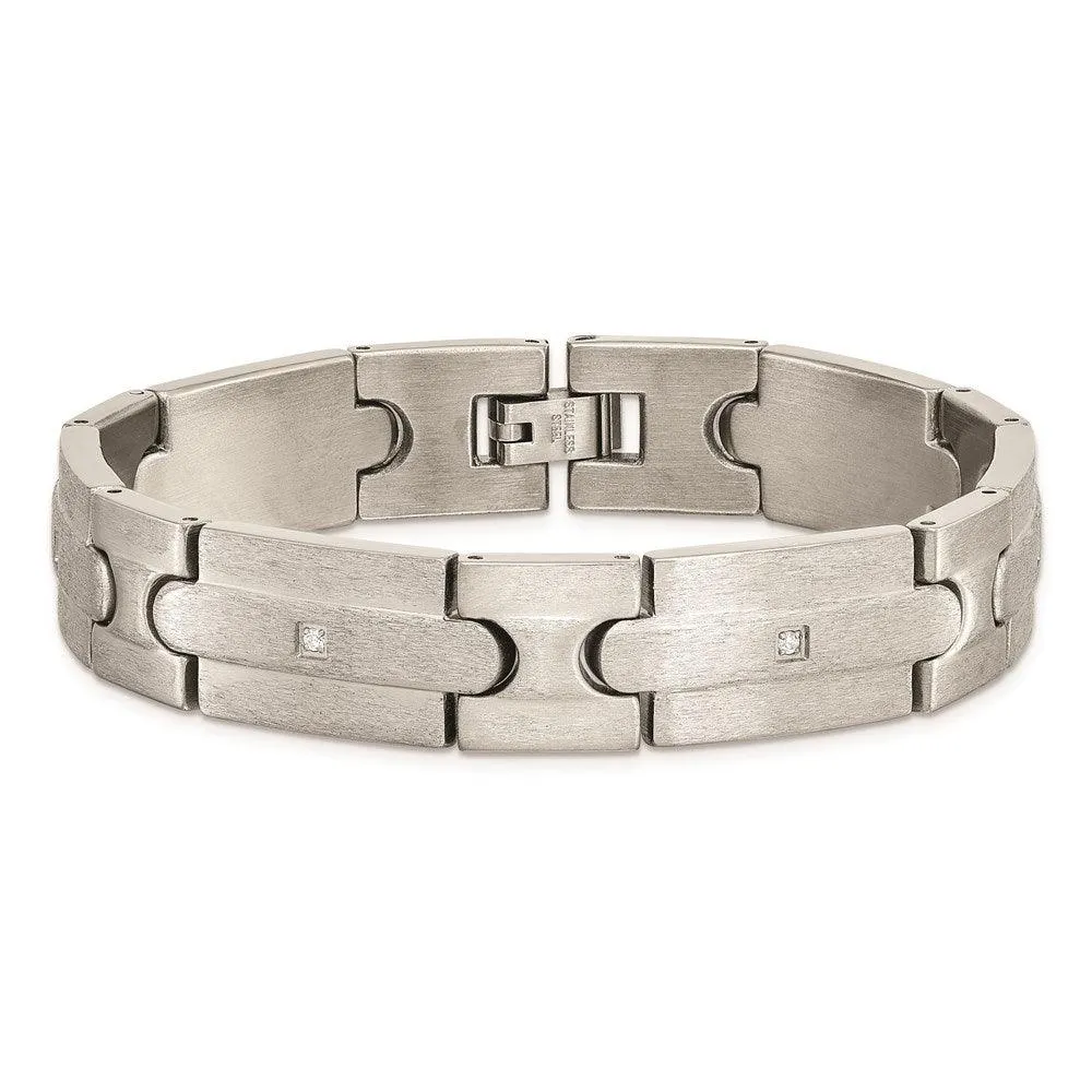 Stainless Steel Brushed CZs Bracelet