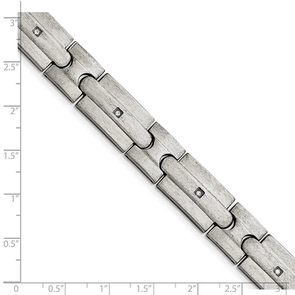 Stainless Steel Brushed CZs Bracelet