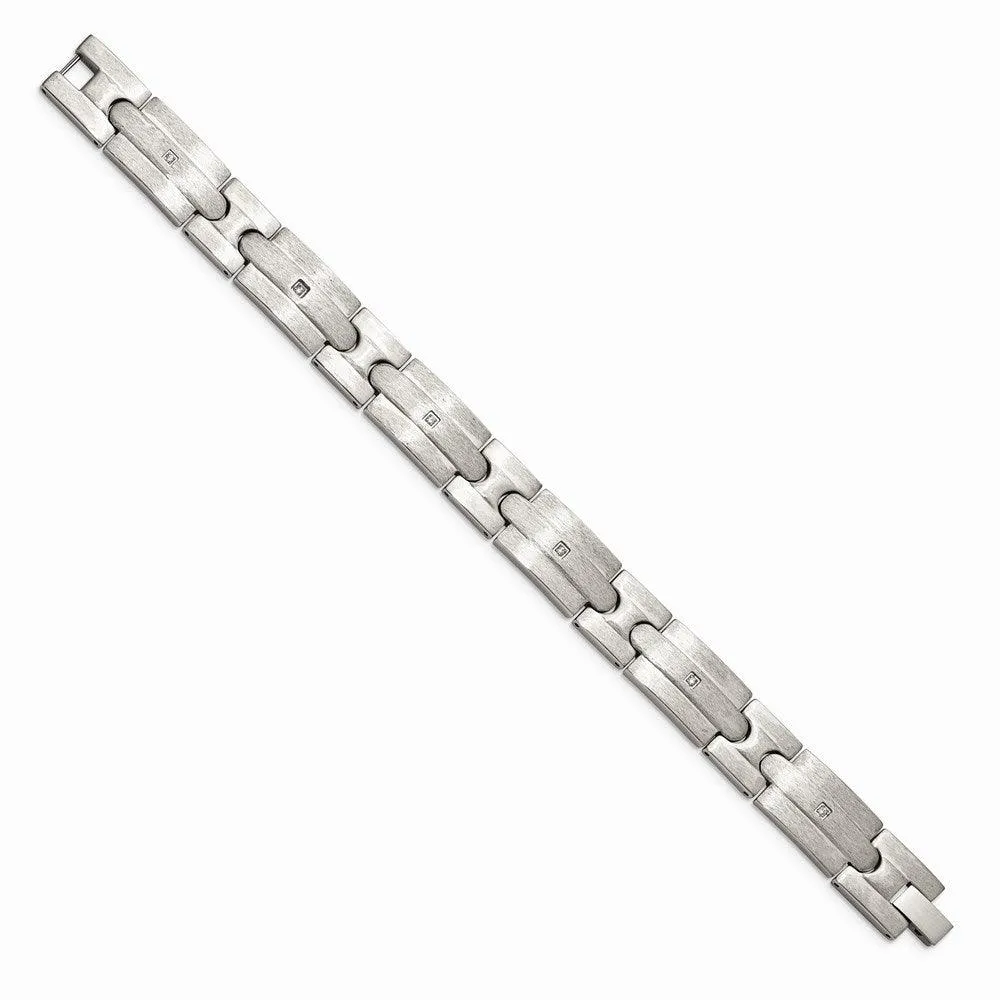 Stainless Steel Brushed CZs Bracelet