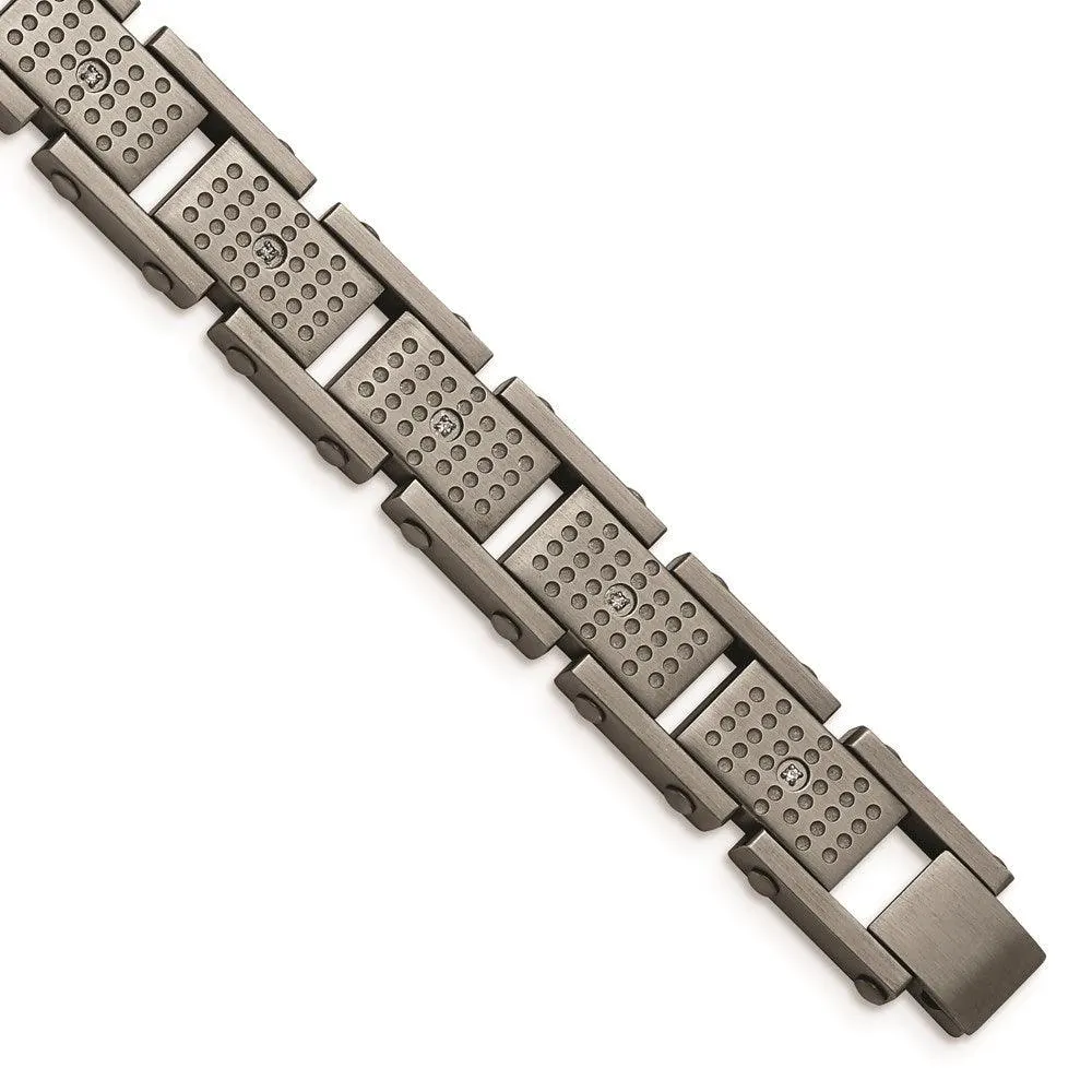Stainless Steel Brushed w/CZ Bracelet 