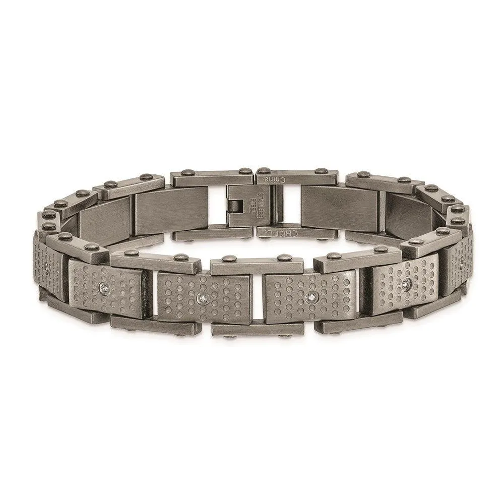 Stainless Steel Brushed w/CZ Bracelet