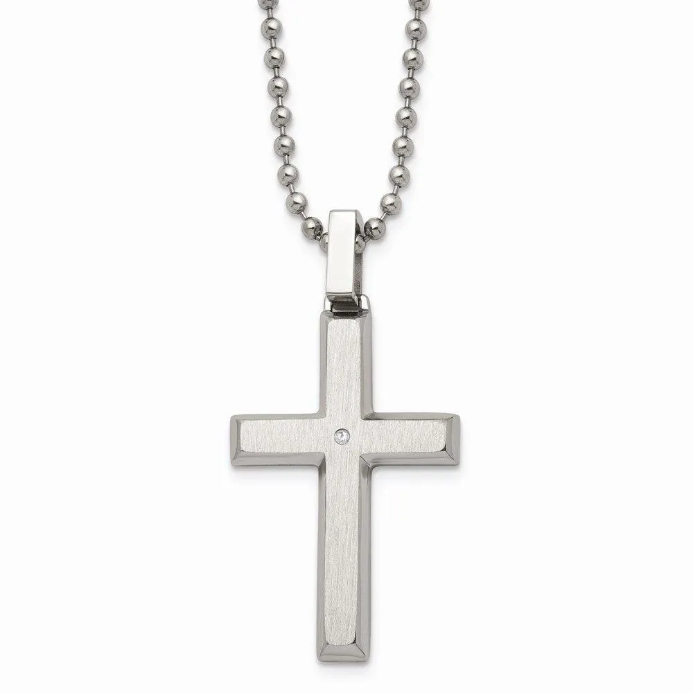 Stainless Steel Diamond Accent 22in Necklace 