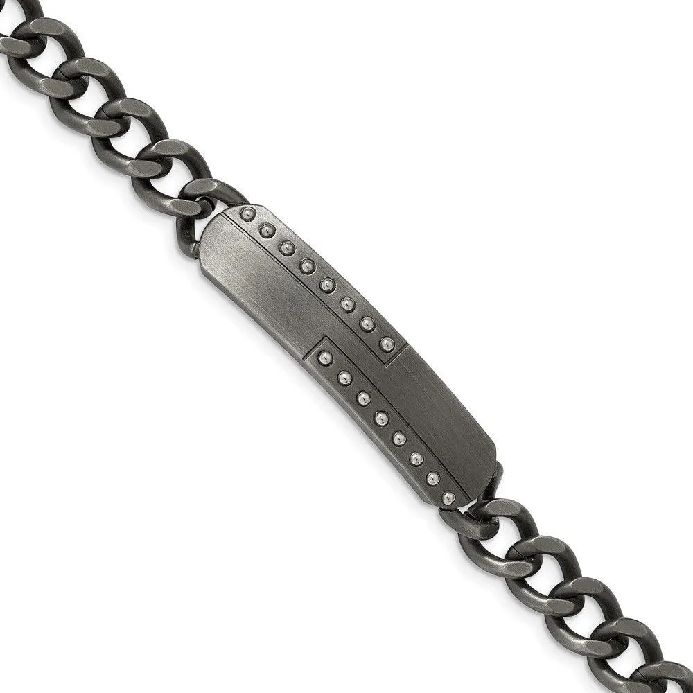 Stainless Steel Matte Finish Gun Metal IP-plated 9in ID Bracelet 