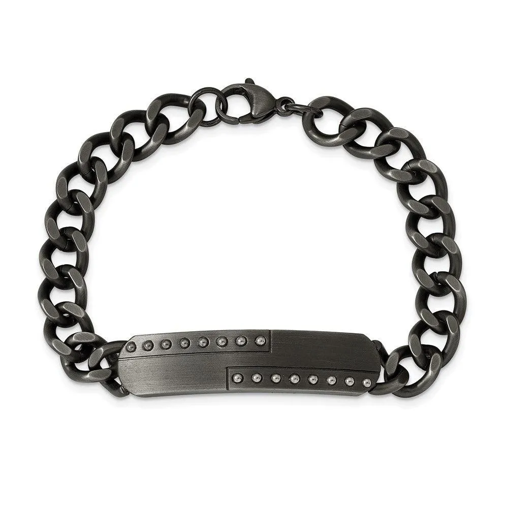 Stainless Steel Matte Finish Gun Metal IP-plated 9in ID Bracelet