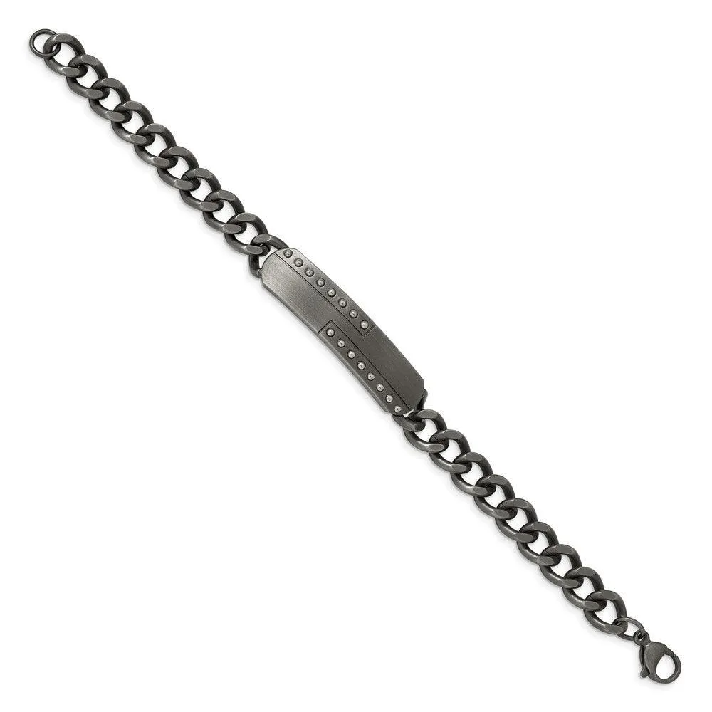 Stainless Steel Matte Finish Gun Metal IP-plated 9in ID Bracelet