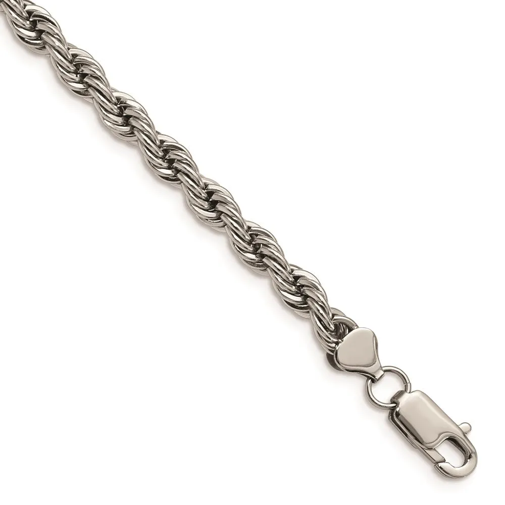 Stainless Steel Polished 6mm Rope Bracelet 