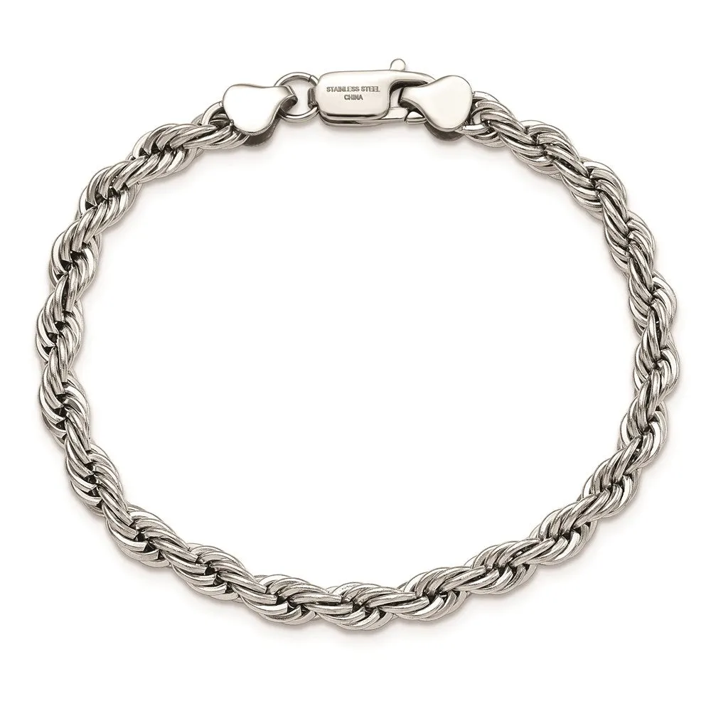Stainless Steel Polished 6mm Rope Bracelet