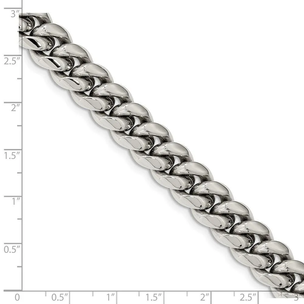 Stainless Steel Polished 8.5in Curb Chain Bracelet