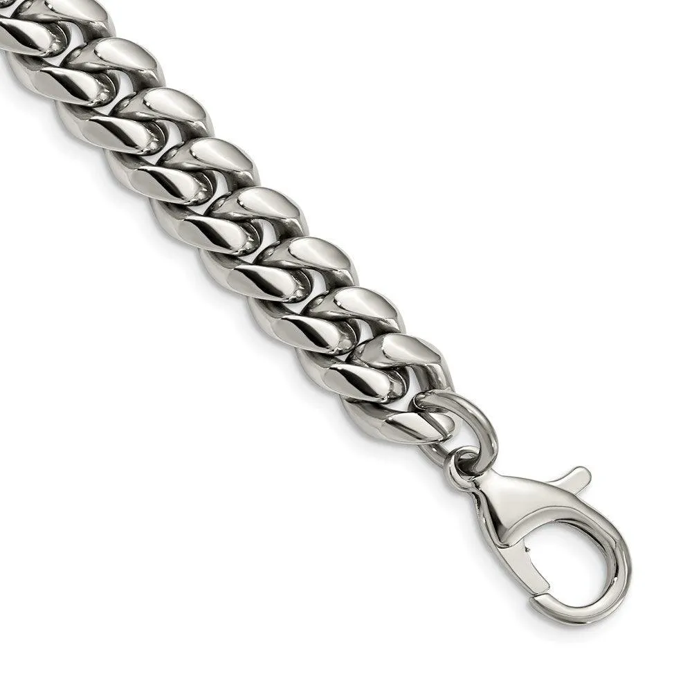 Stainless Steel Polished 8.5in Curb Chain Bracelet 