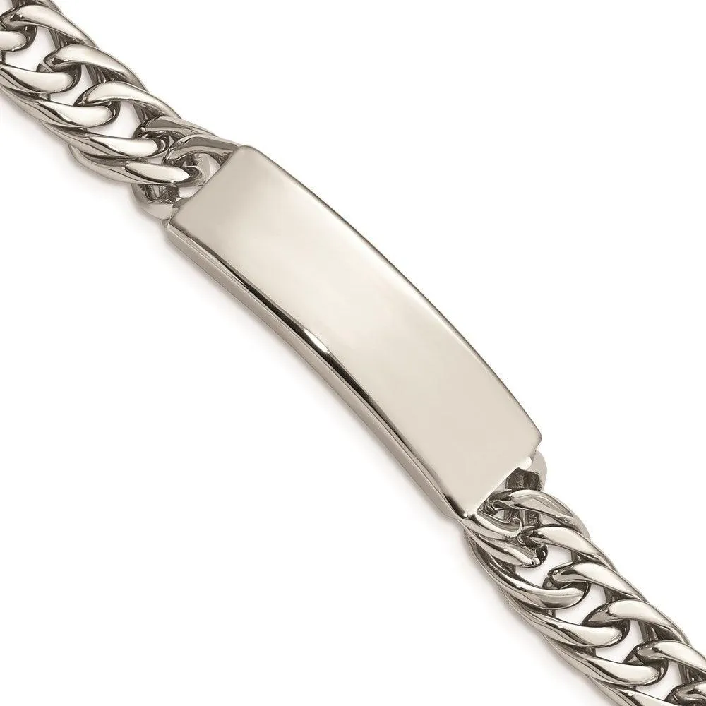 Stainless Steel Polished and Antiqued Curb ID Link Bracelet 