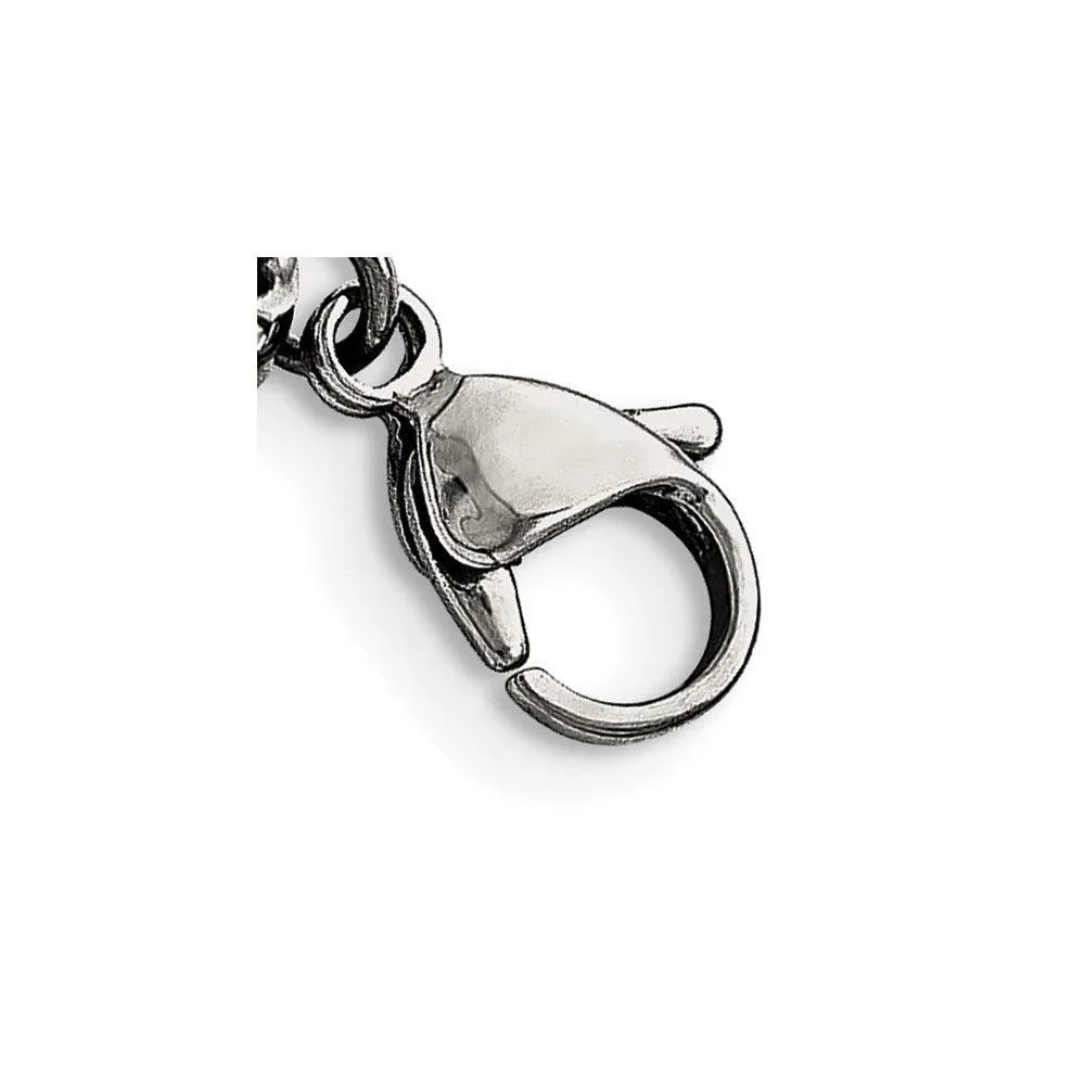 Stainless Steel Polished and Antiqued Fleur de Lis Bracelet